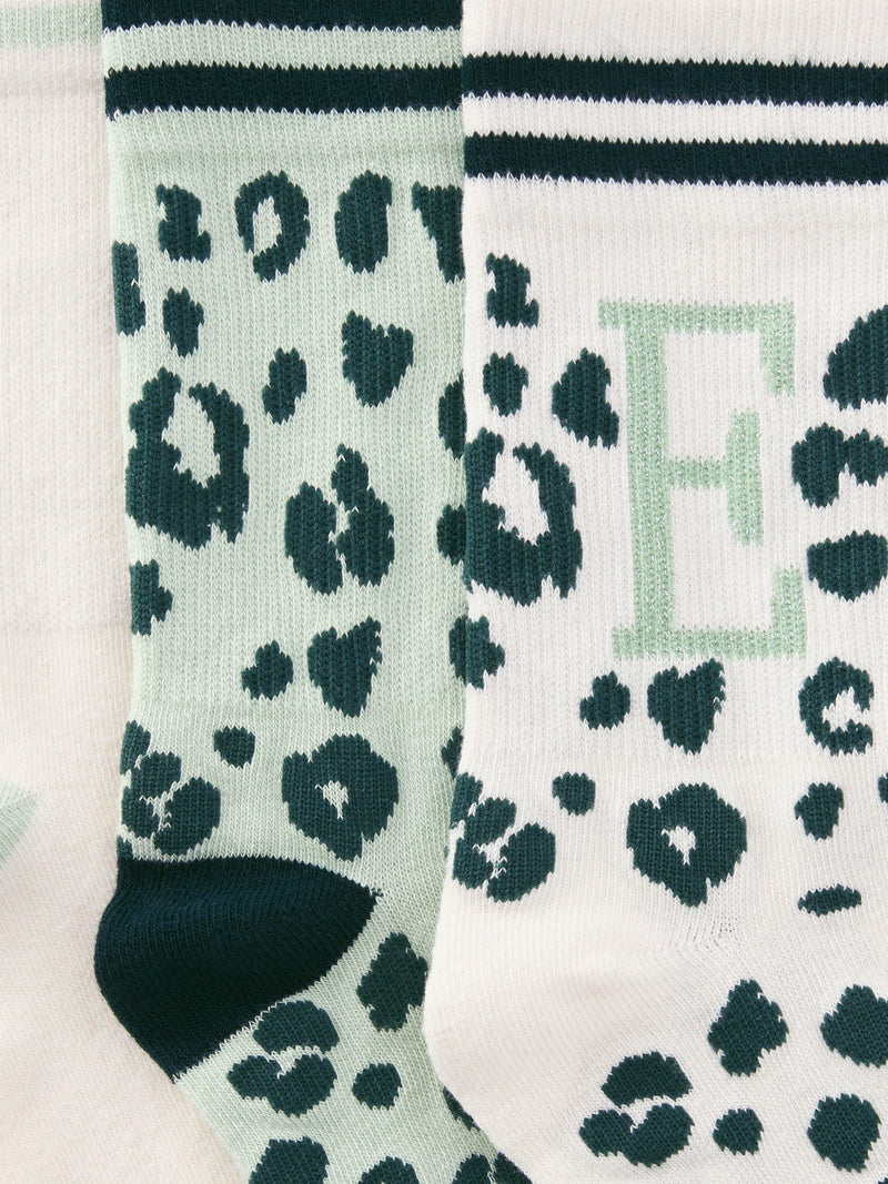 John Lewis ankle socks animal print alphabet pack of 3, imported from the UK