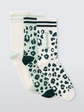 John Lewis Animal Print Alphabet Ankle Socks, Pack of 3, Green/Multi