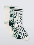 John Lewis Animal Print Alphabet Ankle Socks, Pack of 3, Green/Multi