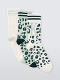 John Lewis Animal Print Alphabet Ankle Socks, Pack of 3, Green/Multi