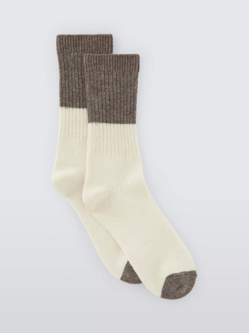 John Lewis Colourblock Wool Blend Crew Socks