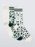 John Lewis Animal Print Alphabet Ankle Socks, Pack of 3, Green/Multi