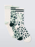 John Lewis Animal Print Alphabet Ankle Socks, Pack of 3, Green/Multi