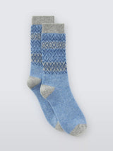 John Lewis John Lewis Fair Isle Wool Blend Crew Socks, Blue- Buy online at McGrocer