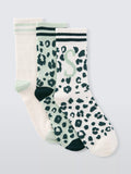 John Lewis Animal Print Alphabet Ankle Socks, Pack of 3, Green/Multi