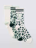 John Lewis Animal Print Alphabet Ankle Socks, Pack of 3, Green/Multi