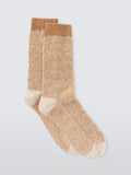 John Lewis Geometric Wool Silk Blend Ankle Socks, Orange