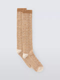 John Lewis Geometric Wool Silk Blend Knee High Socks, Orange
