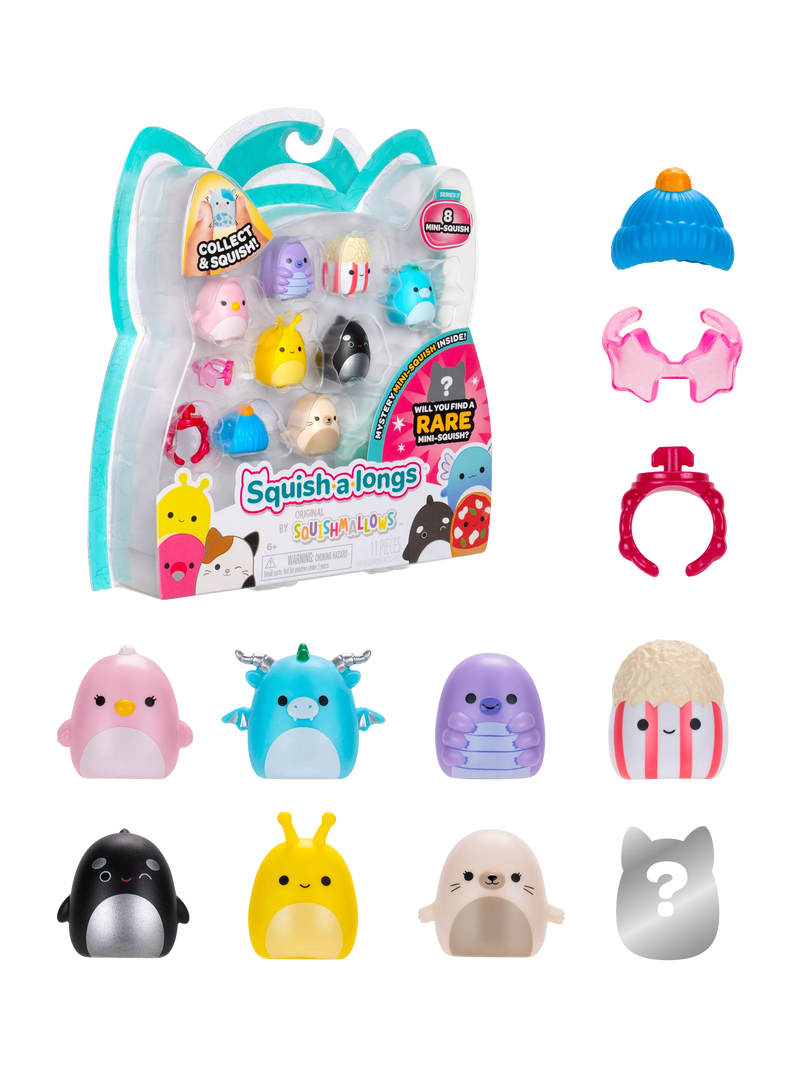 Squishmallows Squish-a-longs Mini-Squish pack of 8 collectibles - British product