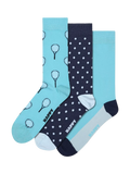 Happy Socks Lite Tennis Socks pack of 3 turquoise - British product