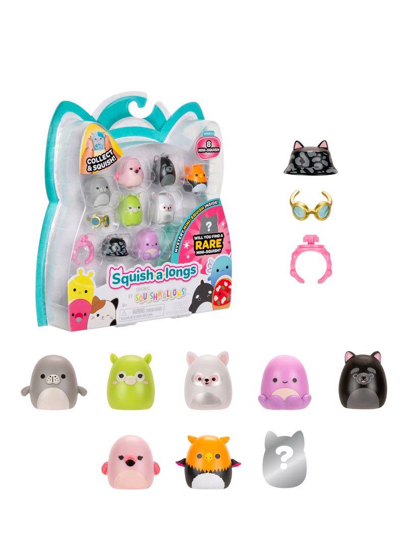 Squishmallows Squish-a-longs Mini-Squish pack of 8 with accessories - UK version