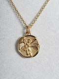 Dower & Hall gold vermeil St. Michael talisman necklace, imported from the UK