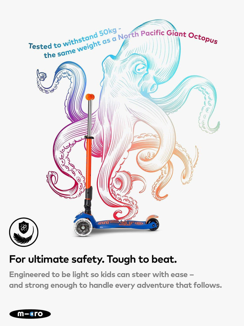 Micro Scooters Maxi Deluxe Neon foldable LED scooter - British product
