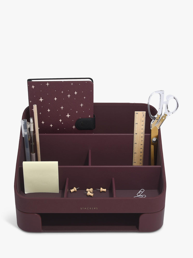 Stackers desk caddy with tray garnet, imported from the UK