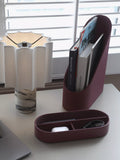Stackers Magazine Rack garnet faux leather, imported from the UK