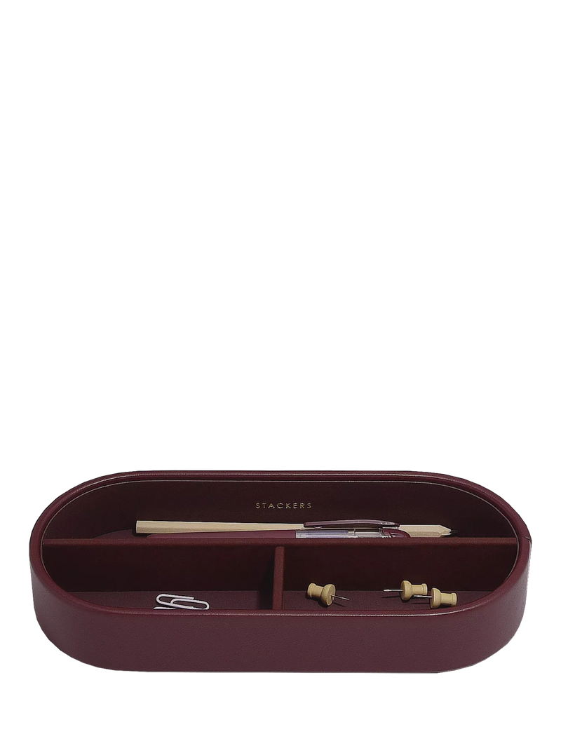 Stackers Magazine Rack garnet faux leather, imported from the UK