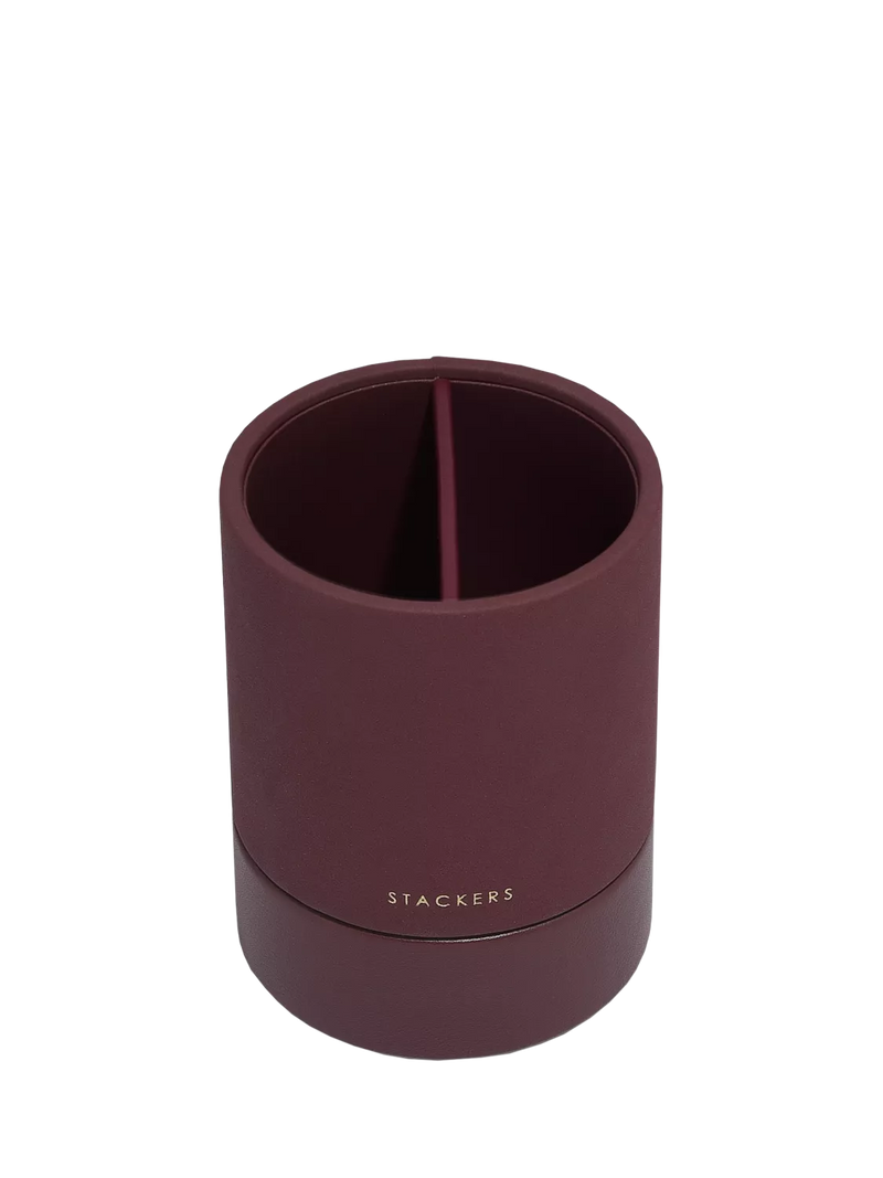 Stackers Garnet pen pot faux leather desk organiser, imported from the UK
