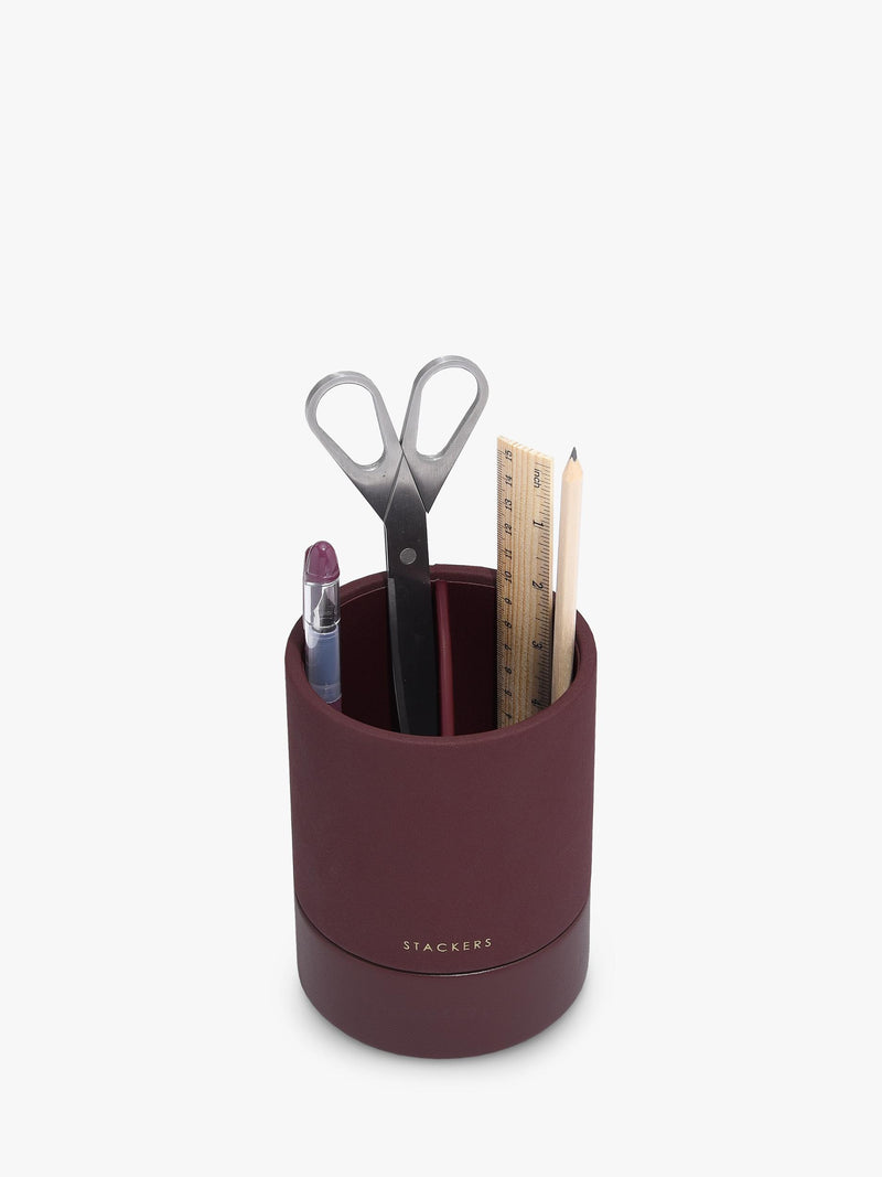 Stackers Garnet pen pot faux leather desk organiser, imported from the UK