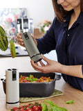 Peugeot electric salt and pepper mills black silver set, UK version
