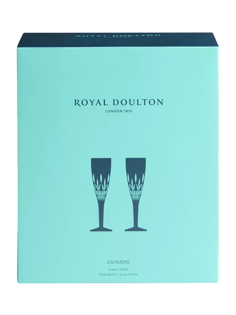 Royal Doulton Ashmere crystal champagne flute set of 2, UK version