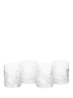 Cut Crystal Double Old Fashioned Tumbler Glass Set of 4, 360ml Clear