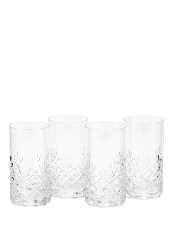 Cut Crystal Highball Glasses, Set of 4, 340ml, Clear