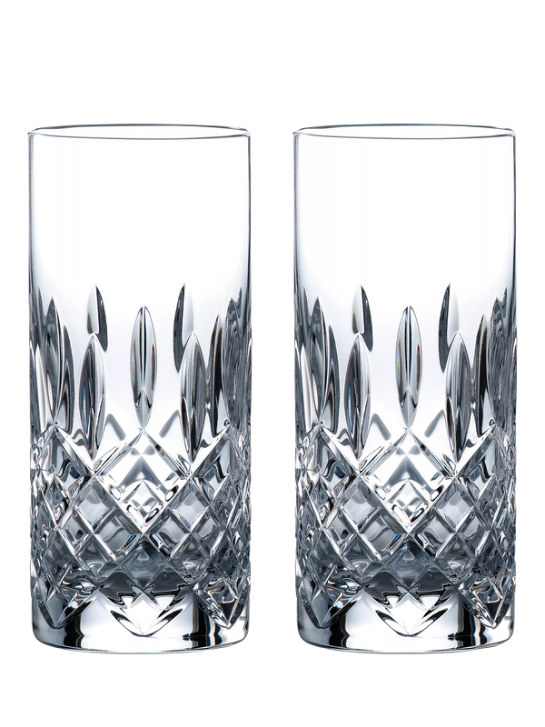 Crystal Cut Glass Highball Glasses, Set of 2, 320ml, Clear