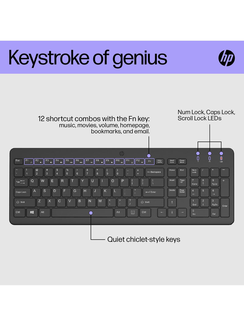 HP 330 wireless keyboard and mouse black, UK version