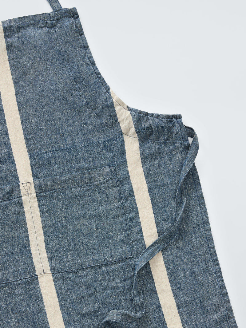 John Lewis blue stripe linen apron, imported from the UK