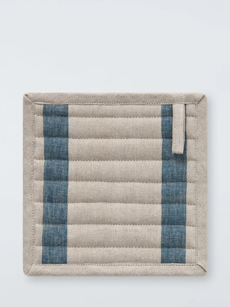 John Lewis Leckford stripe linen pot holder blue - British product