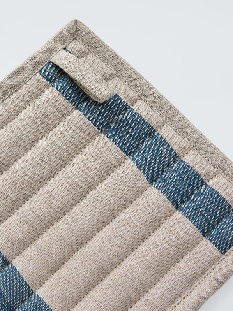 John Lewis Leckford stripe linen pot holder blue - British product
