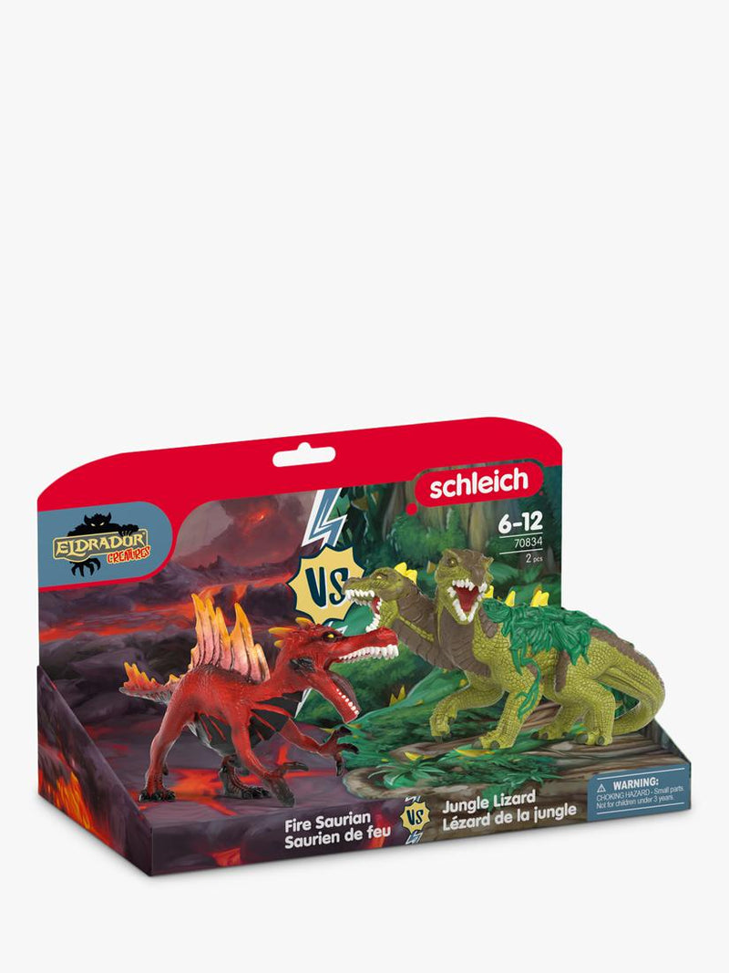 schleich Eldrador Creatures Fire Dinosaur vs Jungle Lizard battle set (British brand)