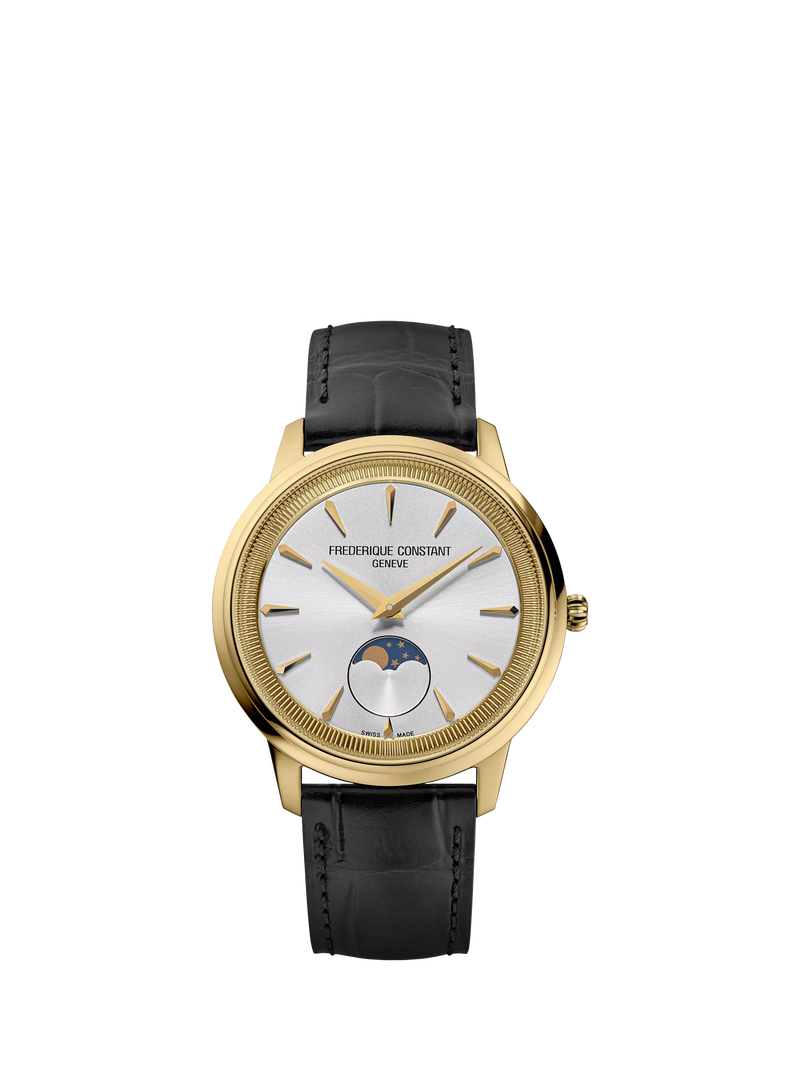 Frederique Constant Moneta moonphase watch with brown leather strap, imported from the UK
