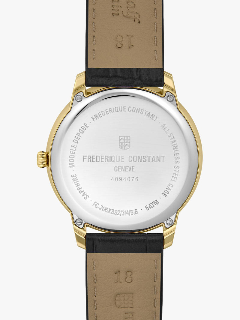Frederique Constant Moneta moonphase watch with brown leather strap, imported from the UK