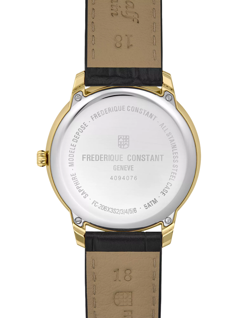 Frederique Constant Moneta moonphase watch with brown leather strap, imported from the UK