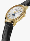 Frederique Constant Moneta moonphase watch with brown leather strap, imported from the UK