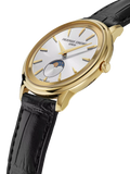 Frederique Constant Moneta moonphase watch with brown leather strap, imported from the UK