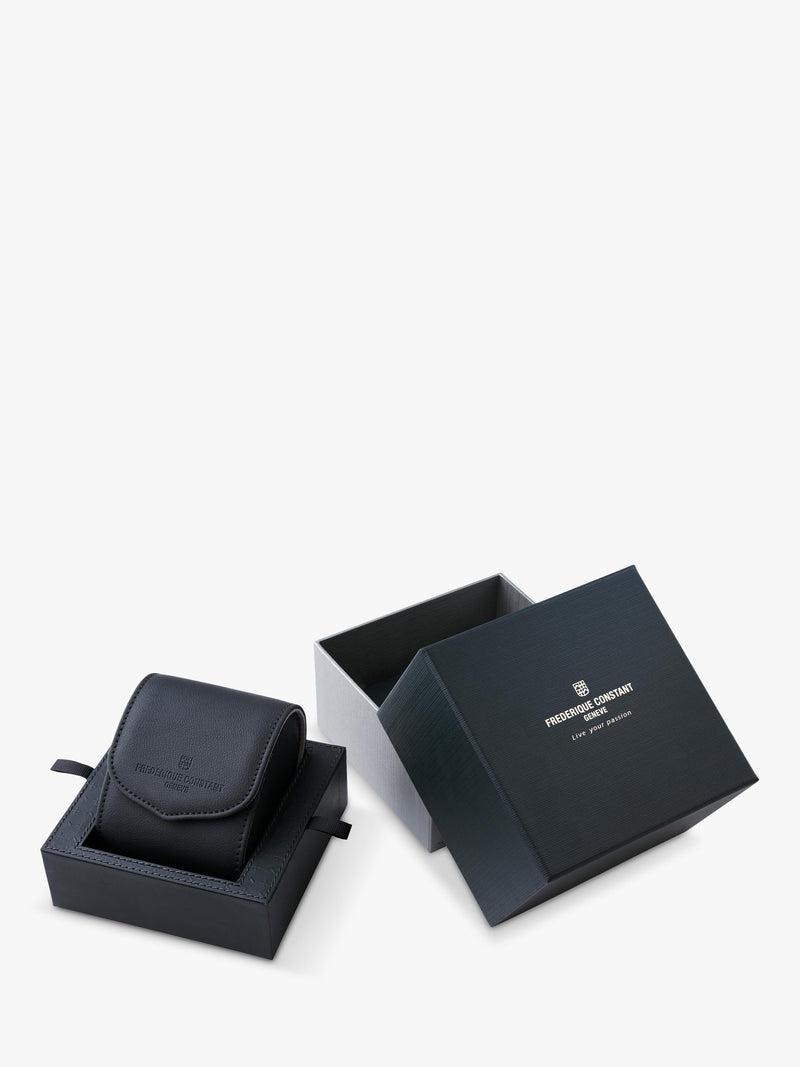 Frederique Constant men's moonphase watch white dial brown strap, imported from the UK