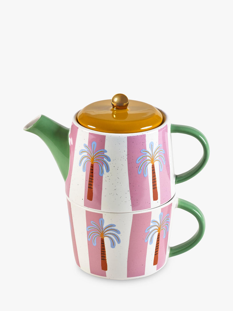 Eleanor Bowmer Electric Coast stoneware tea for one set in multi with 700ml teapot and 300ml mug - British product
