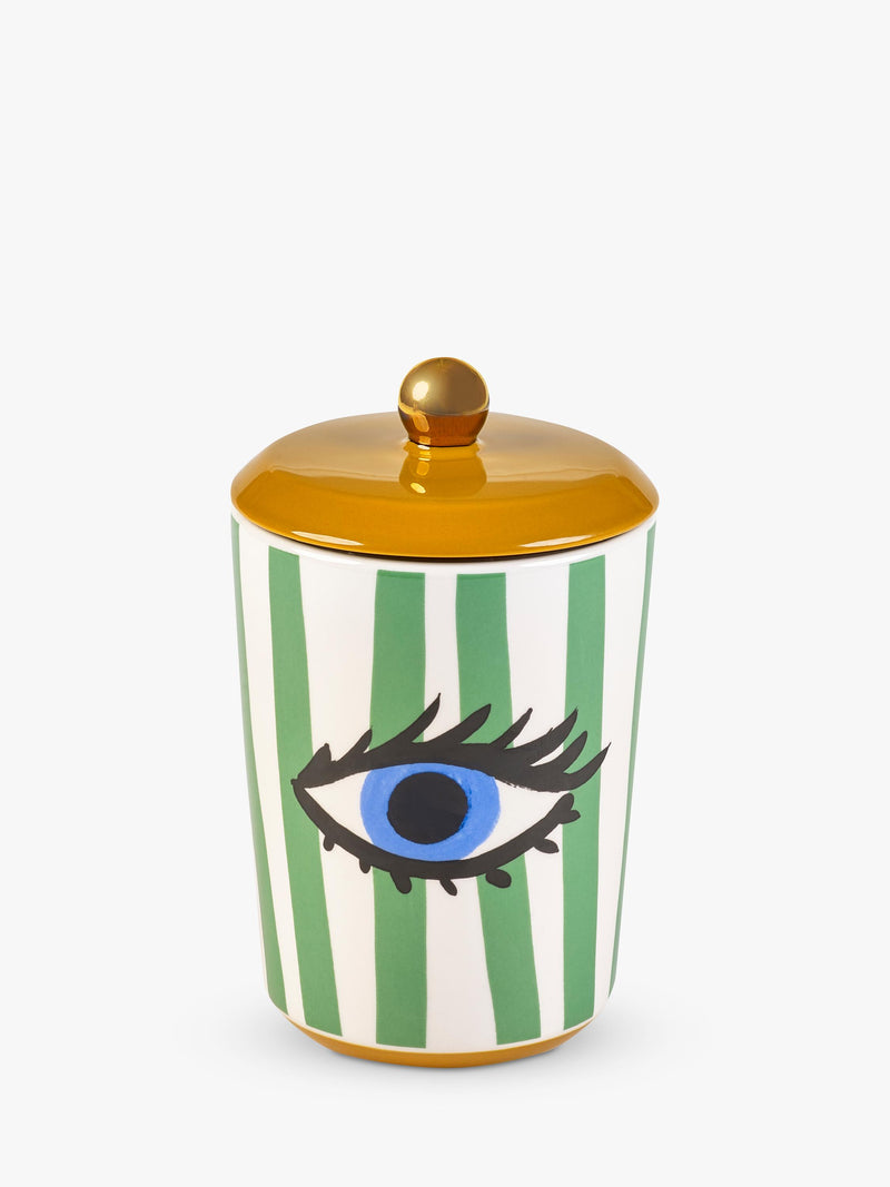 Stoneware Eye Design Storage Jar 800ml with Gold Handle