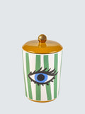 Stoneware Eye Design Storage Jar 800ml with Gold Handle