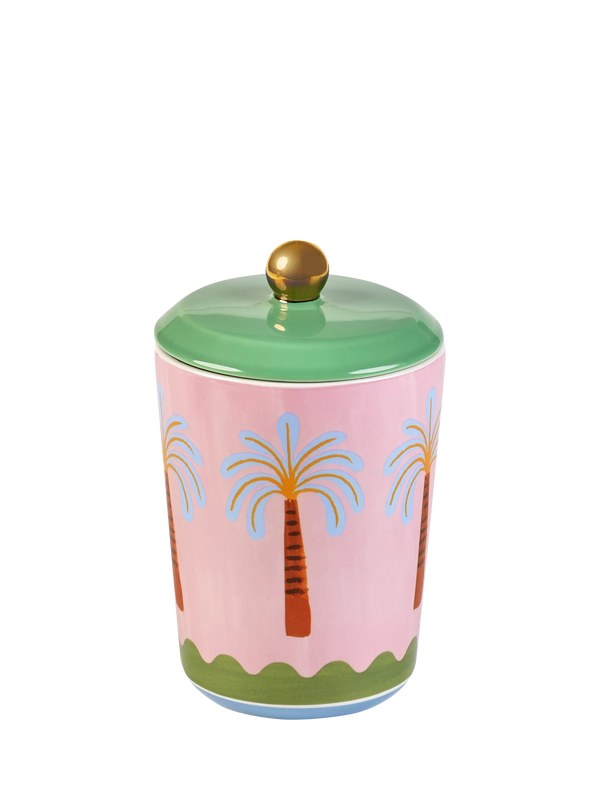 Stoneware Storage Jar with Palm Tree Design, 800ml Capacity