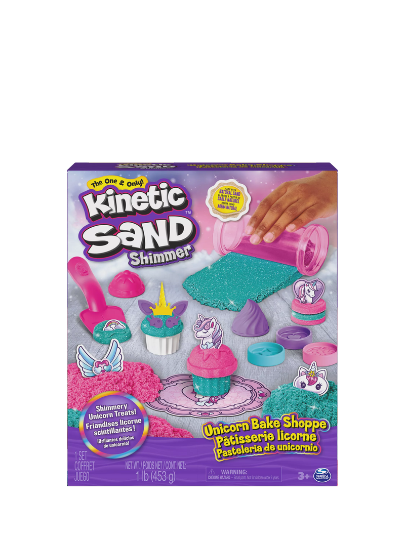 Kinetic Sand unicorn bake shoppe playset with teal and pink sand 453g, UK version