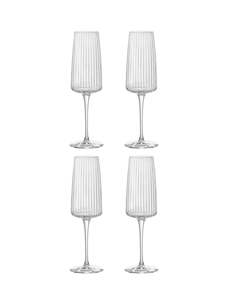 Bormioli Rocco Exclusiva glass flutes set of 4 255ml clear, imported from the UK
