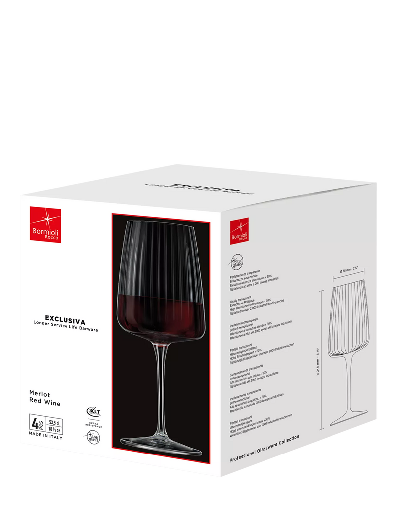 Bormioli Rocco Exclusiva red wine glasses set of 4 535ml (British brand)