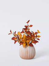 John Lewis John Lewis Artificial Autumnal Leaf Plant in Ribbed Ceramic Pot Orange Artificial Plant H28cm- Buy online at McGrocer