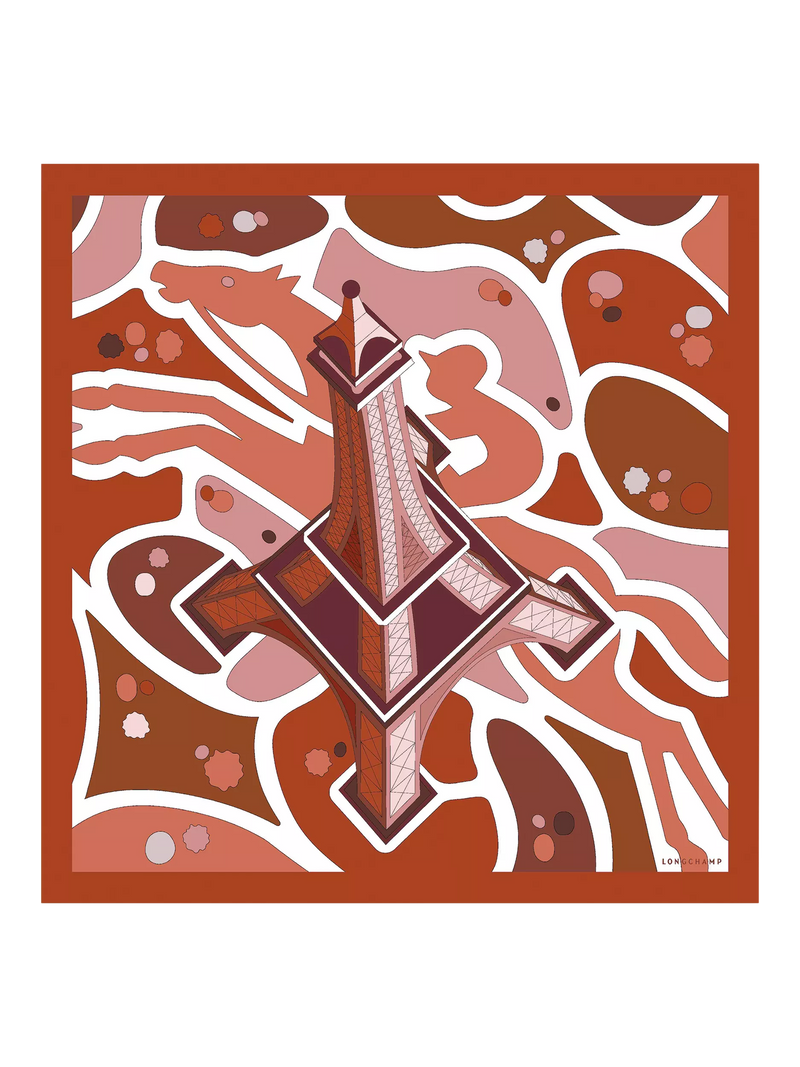 Longchamp silk scarf Equestrian Tower Marmalade 70cm (British brand)