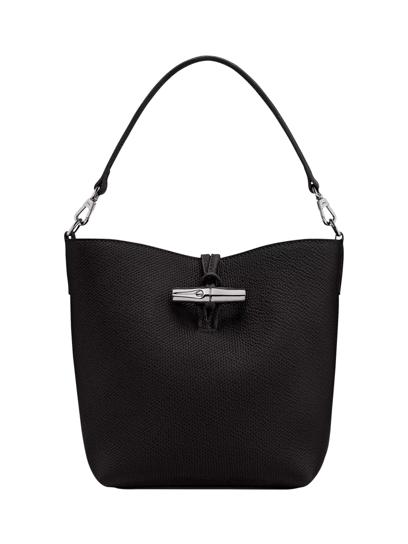 Longchamp Roseau bucket bag black cowhide leather (British brand)