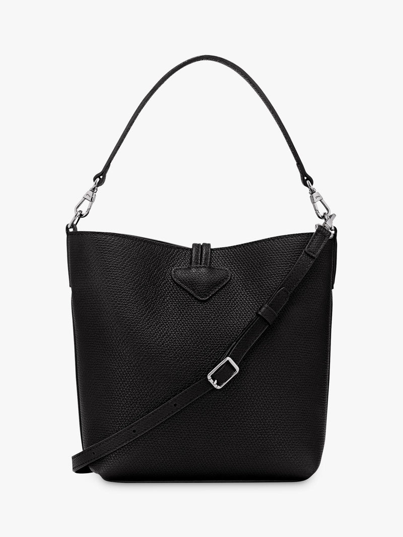 Longchamp Roseau bucket bag black cowhide leather (British brand)