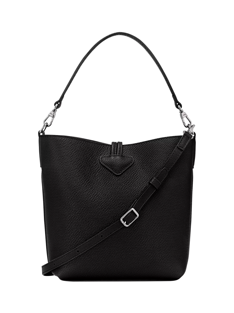 Longchamp Roseau bucket bag black cowhide leather (British brand)
